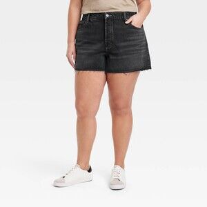 Mid-Rise 90's Baggy Jean Shorts - Black Wash 17